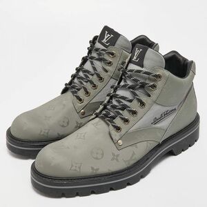 Louis Vuitton Green Canvas Lace Up Boots